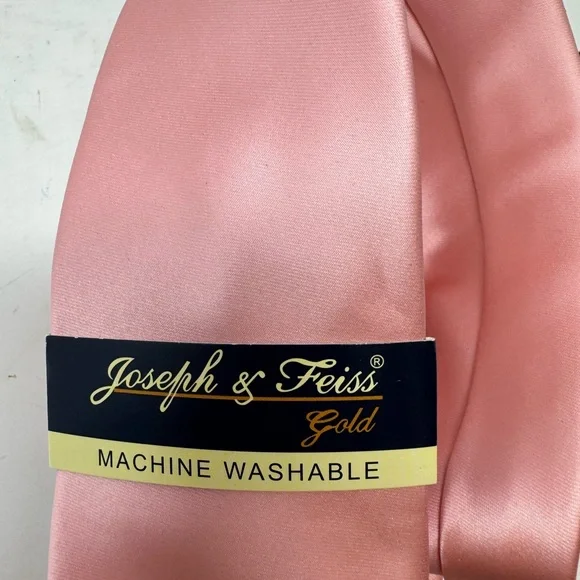 JOESPH AND FEISS MENS TIE SOLID PINK NEW WITH TAGS 100% POLYESTER CLEAN GHV1. - Picture 3 of 4